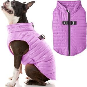 Gooby Puffer Vest Dog Jacket - Purple, X-Small